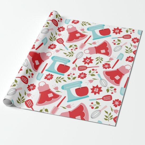 Red and Blue Vintage Kitchen Pattern