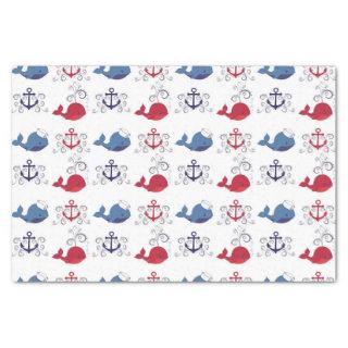 Red and Blue Whales and Anchor Tissue Paper