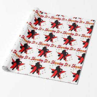 RED AND GOLD BASKETBALL SHOOTING STAR DESIGN