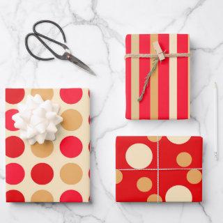 Red and Gold Christmas Gift Wrap  3 Sheets