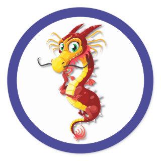 Red and Gold Dragon Classic Round Sticker