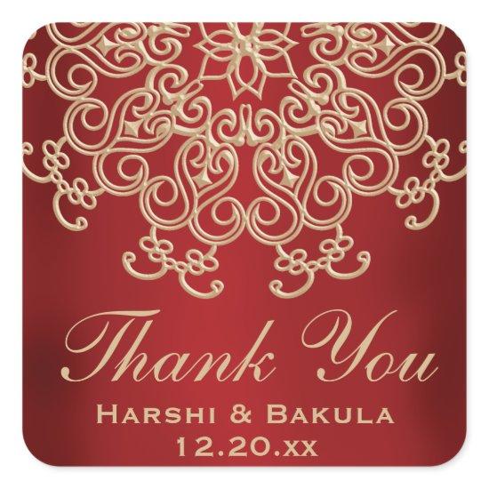 RED AND GOLD INDIAN INSPIRED THANK YOU LABEL