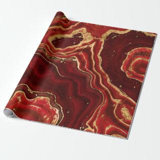 Red and gold Liquid Marble Abstract