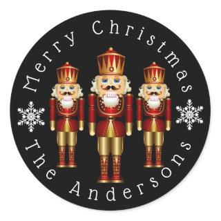 Red and Gold Nutcracker Personalize Classic Round  Classic Round Sticker