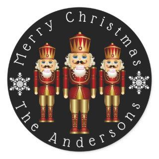 Red and Gold Nutcracker Personalize Classic Round  Classic Round Sticker