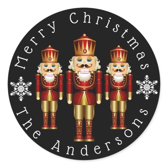 Red and Gold Nutcracker Personalize Classic Round  Classic Round Sticker