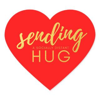 Red and Gold Social Distancing Hug Heart Sticker