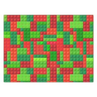 Red and Green Building Bricks Blocks | Christmas Tissue Paper