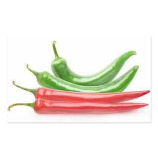 Red and green chili peppers rectangular sticker