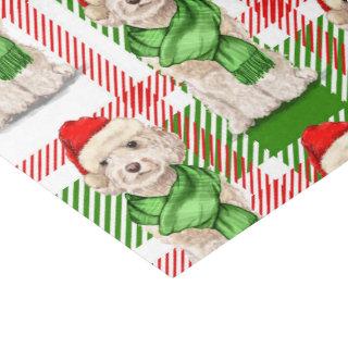 Red and Green Plaid Champagne Cockapoo Christmas Tissue Paper