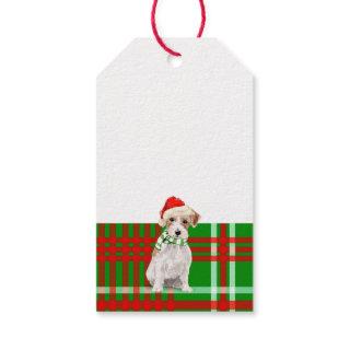 Red and Green Plaid with Jack Russell Christmas Gift Tags