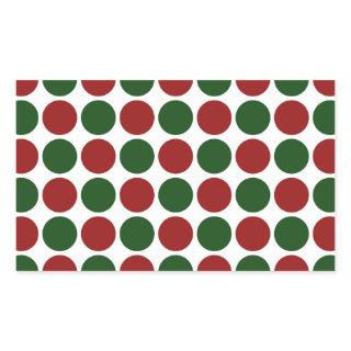 Red and Green Polka Dots on White Rectangular Sticker