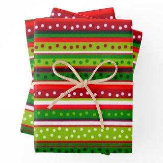 Red And Green Stripes with Polka Dots Christmas   Sheets