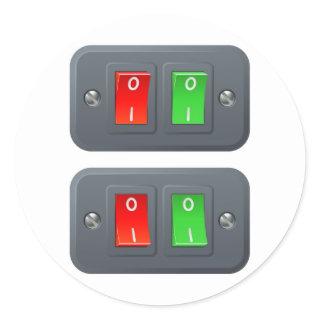 Red and green switches classic round sticker