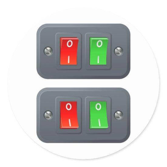 Red and green switches classic round sticker