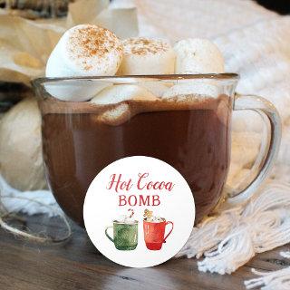 Red and Green Watercolor Hot Cocoa Bomb Classic Round Sticker
