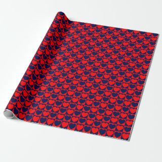 Red and Navy Blue Checkered Pattern With Hearts