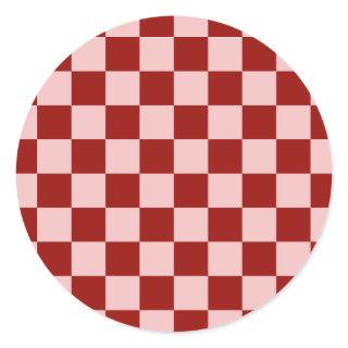 Red and Pink Checkerboard Classic Round Sticker