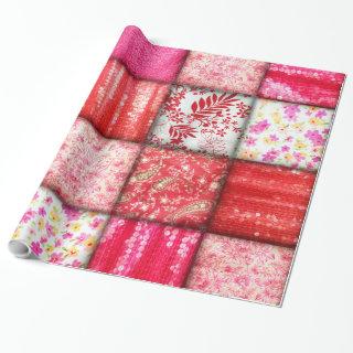 Red and Pink Faux Patchwork Quilting