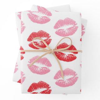 Red and Pink Lips, Pattern Of Lips, Lipstick, Kiss  Sheets