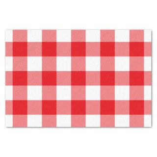 Red and White Buffalo Check Pattern Tissue Paper