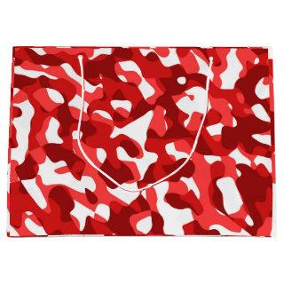 Red and White Camouflage Print Pattern Large Gift Bag