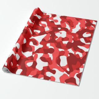 Red and White Camouflage Print Pattern