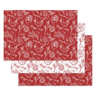 Red and White Cardinal, Pinecones & Winter Berries  Sheets