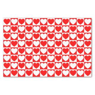 Red and White Checkered Pattern With Hearts Tissue Paper
