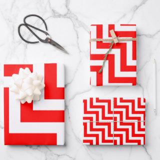 Red and White Different Sizes Diagonal Chevron  Sheets