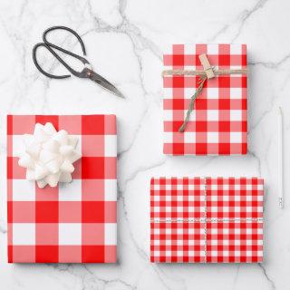 Red and White Different Sizes Gingham Checks  Sheets