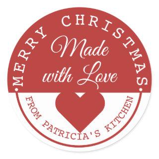 Red And White Merry Christmas Made With Love Classic Round Sticker