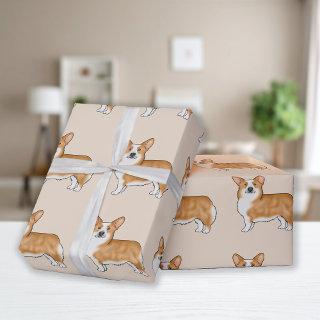 Red And White Pembroke Welsh Corgi Dog Art Pattern
