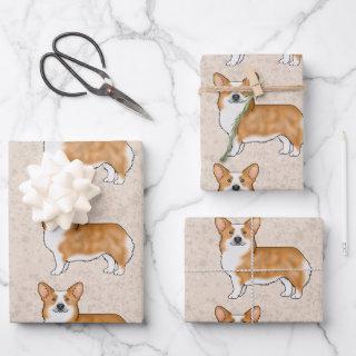 Red And White Pembroke Welsh Corgi Dog Art Pattern  Sheets