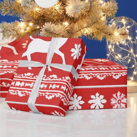Red and White Reindeer Floral Modern Christmas