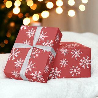 Red and White Snowflake Winter Christmas Pattern