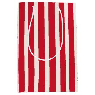 Red and White Striped Shower Curtain Medium Gift Bag