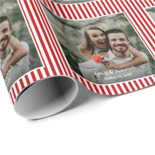 Red and White Striped Wedding Photo