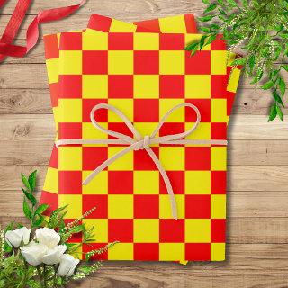 Red and Yellow Checkered Vintage  Sheets