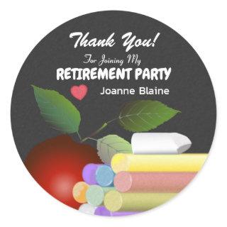 Red Apple and Chalk | Teacher Retirement Classic Round Sticker