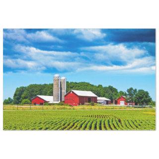 Red Barn Tissue Decoupage Paper Farm Field