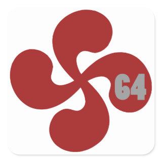 Red Basque Cross 64 Lauburu Square Sticker