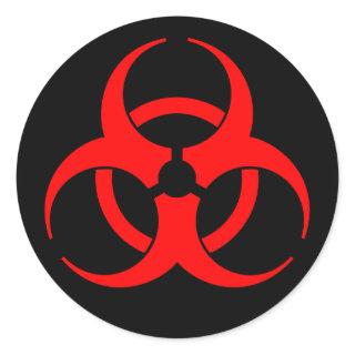 Red Biohazard Symbol Classic Round Sticker