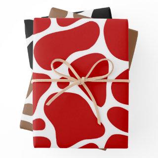 Red Black and brown giraffe pattern on white  Sheets