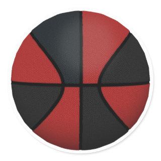 Red & Black Basketball: Classic Round Sticker