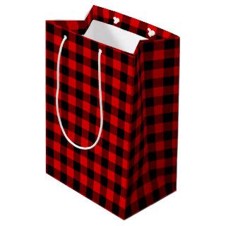 Red Black Buffalo Lumberjack Check Christmas Medium Gift Bag
