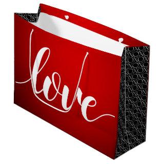 Red Black Gradient Embossed XOXO Handwritten Love Large Gift Bag