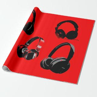 Red Black Headphone Silhouettes Pop Art