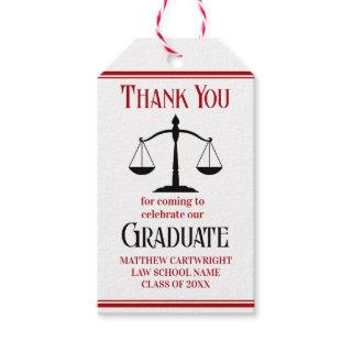 Red Black Law School Custom Graduation Party Gift Tags