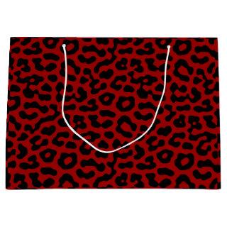 Red Black Leopard Spots Print Pattern Large Gift Bag